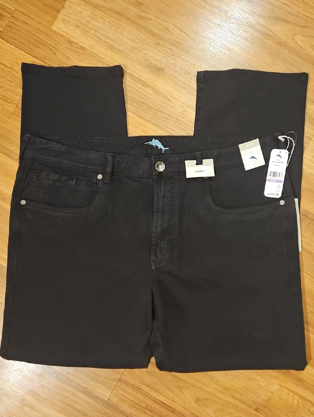 NWT Tommy Bahama Vintage Fit Stretch Black Pants Size 38x30